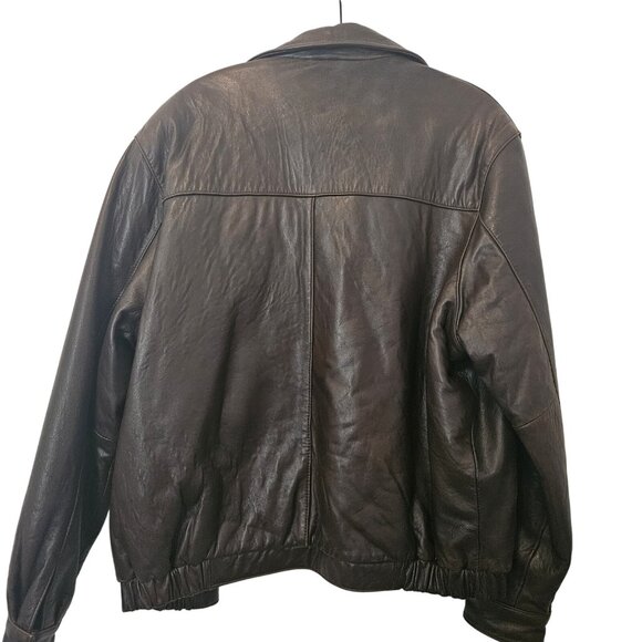 Arrow Brown Leather Bomber Jacket Mens Large - Picture 3 of 3
